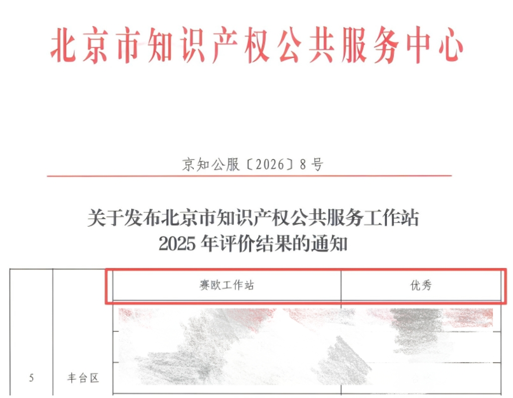 赛欧公司所属赛欧孵化中心获评“2025年度北京市知识产权公共服务优秀工作站”