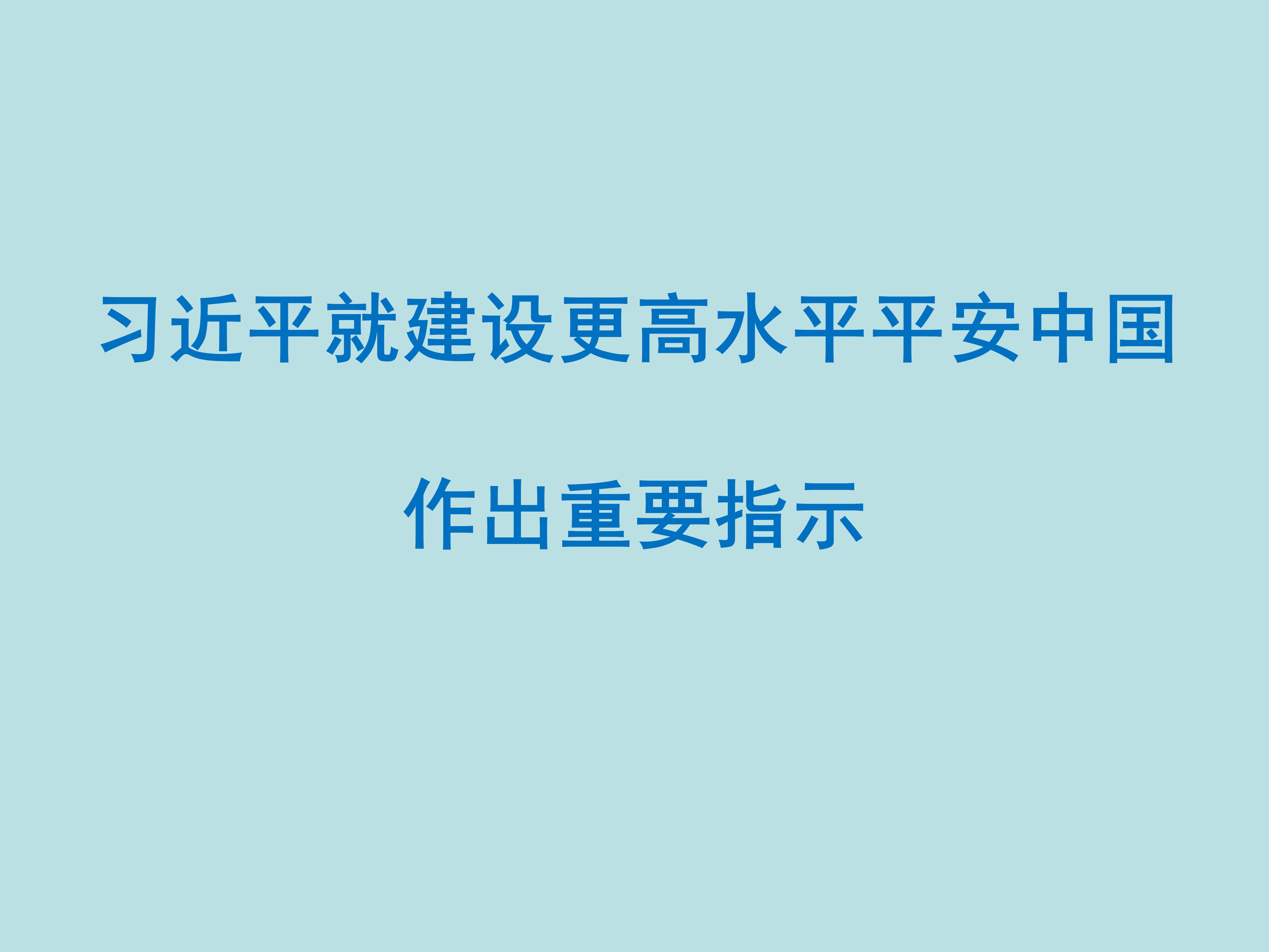 习近平就建设更高水平平安中国作出重要指示